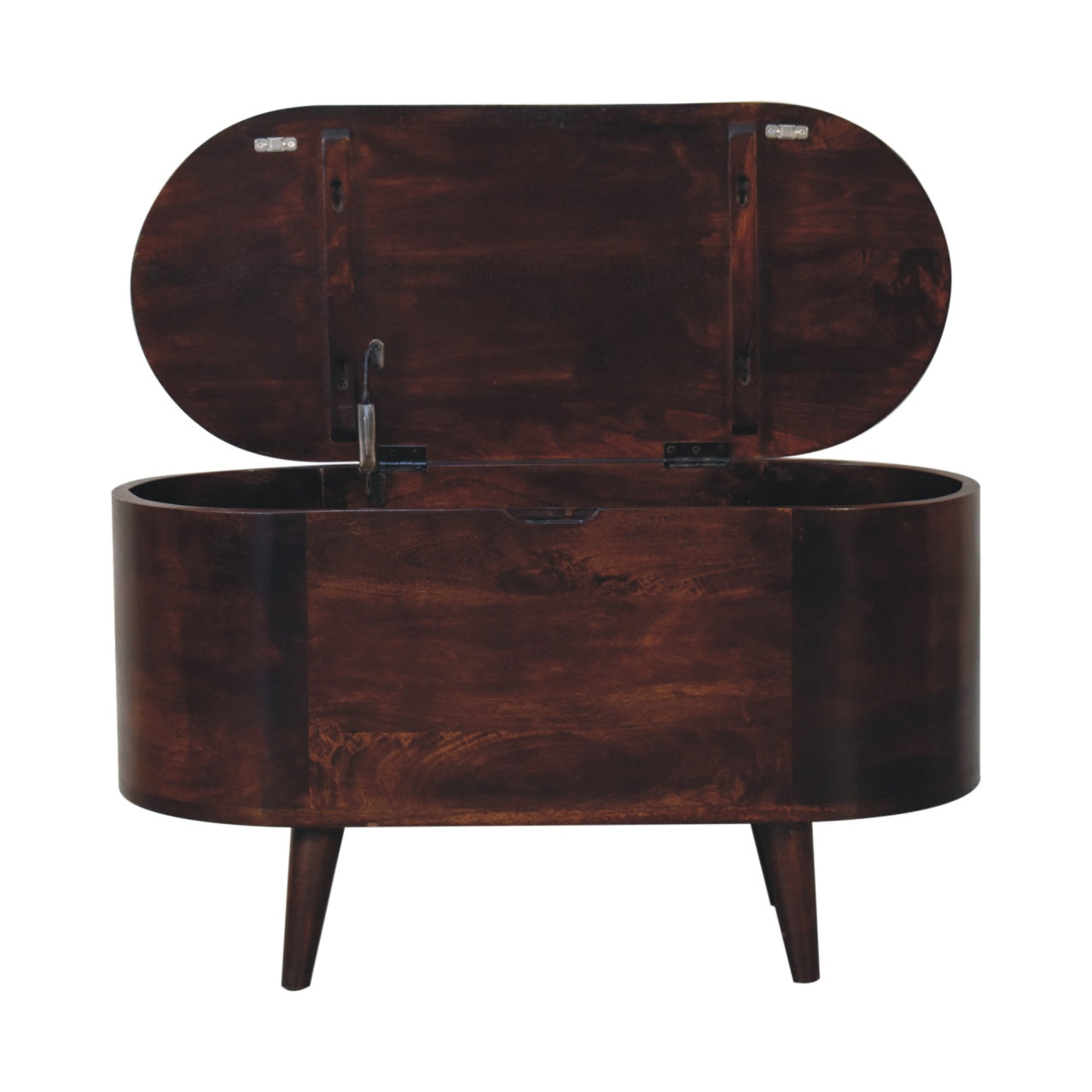 The Box That Hides Everything — Walnut Rounded Lid-up Blanket Box