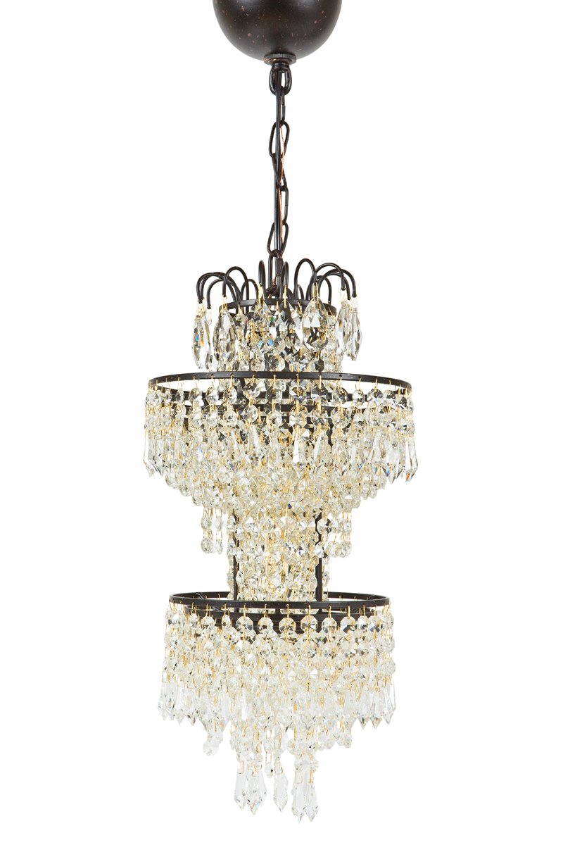 MANOR LUXE tiered crystal pendant lamp - vintage Edison style ceiling light