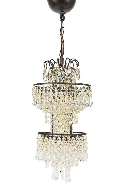 MANOR LUXE tiered crystal pendant lamp - vintage Edison style ceiling light