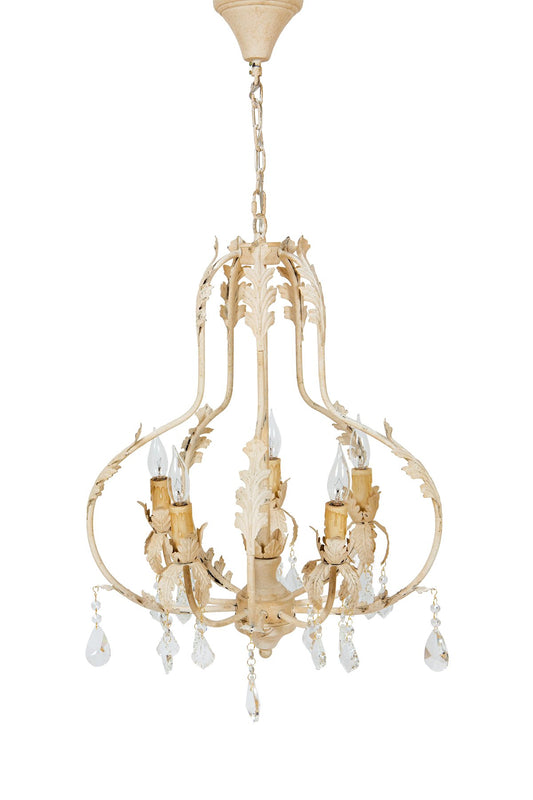 MANOR LUXE Berkeley metal crystal chandelier 26x20 antique ivory - dining room chandelier