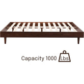 Queen size Mid-Century Modern Platform Bed Frame in Dark Brown Wood Finish FastFurnishings