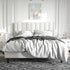 Queen Size White Velvet Platform Bed Frame with Upholstered Headboard & Footboard Jonine&