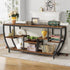Industrial Modern 70-Inch Narrow Console Table with Brown Wood Shelves & Metal Frame Jonine&