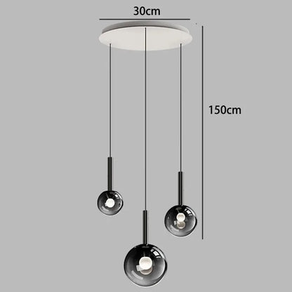 Nordic Stair Chandelier — Living & Dining Room Pendant Ceiling Light featuring three modern glass pendant lights suspended at varying heights for elegant statement lighting in minimalist Nordic design.