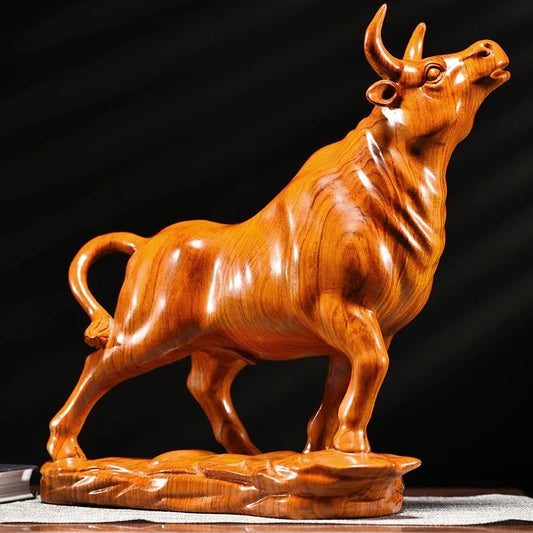 Strength & Intention — Hand Carved Red Sandalwood Bull Statue