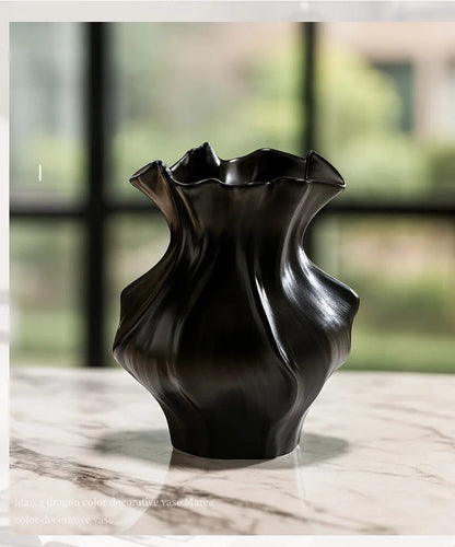 Textured Ceramic Wave Vase