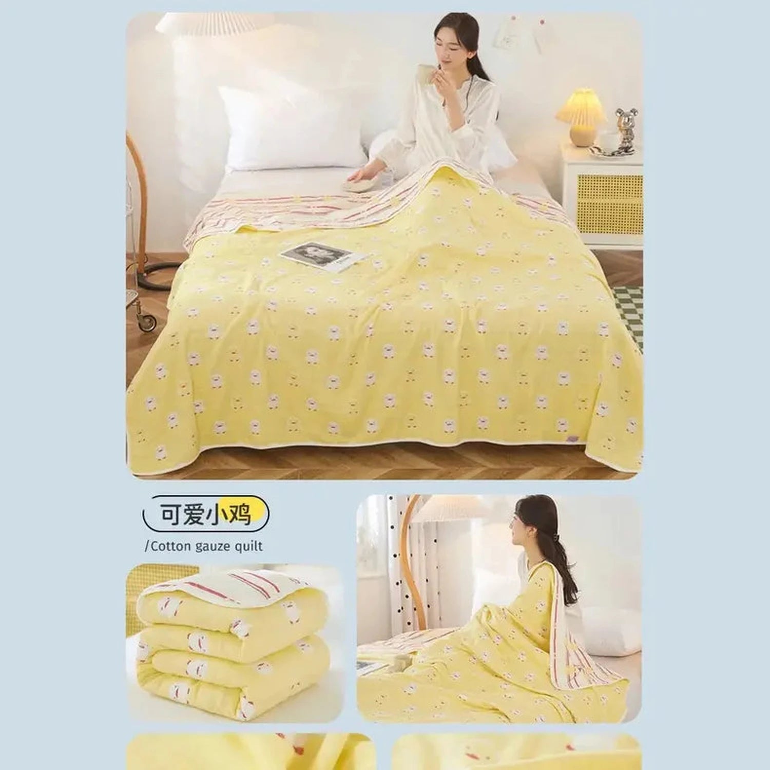 Cool Breathability Summer Quilt Multi-functional Cotton Gauze Fabric Towel Blanket Thin Breathable Duvet Skin-friendly Comforter Jonine’s Corner
