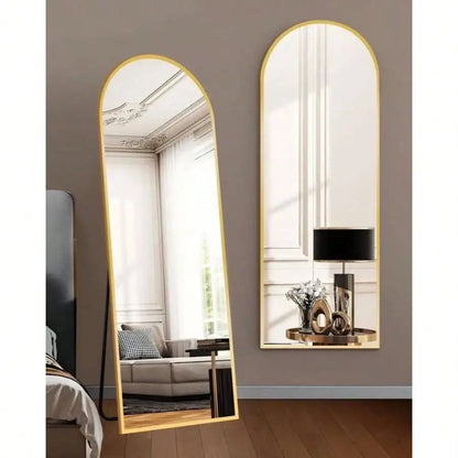 Arched Full Length Floor Mirror — Gold 59" x 16.2" Wall Leaning Mirror for Bedroom & Living Room