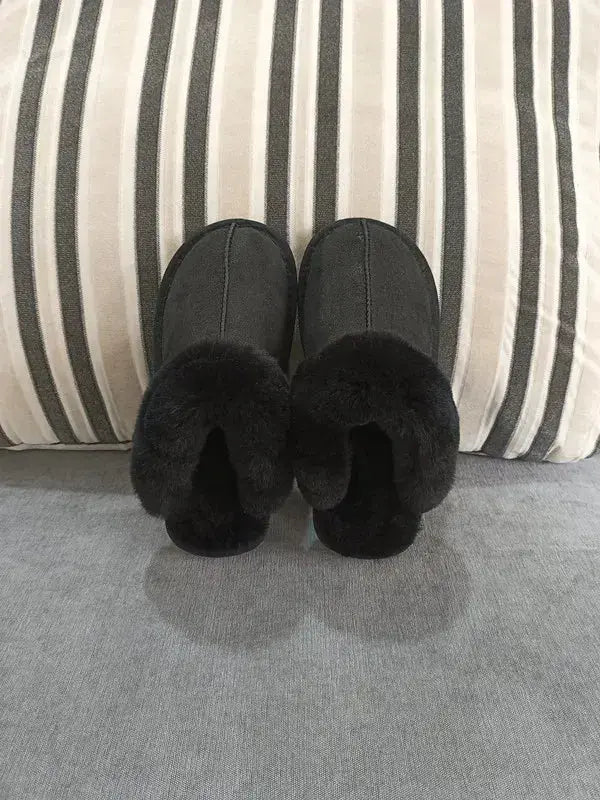 Natural shearing fur slippers Australian sheepskin and fur integrated slippers for men and women&