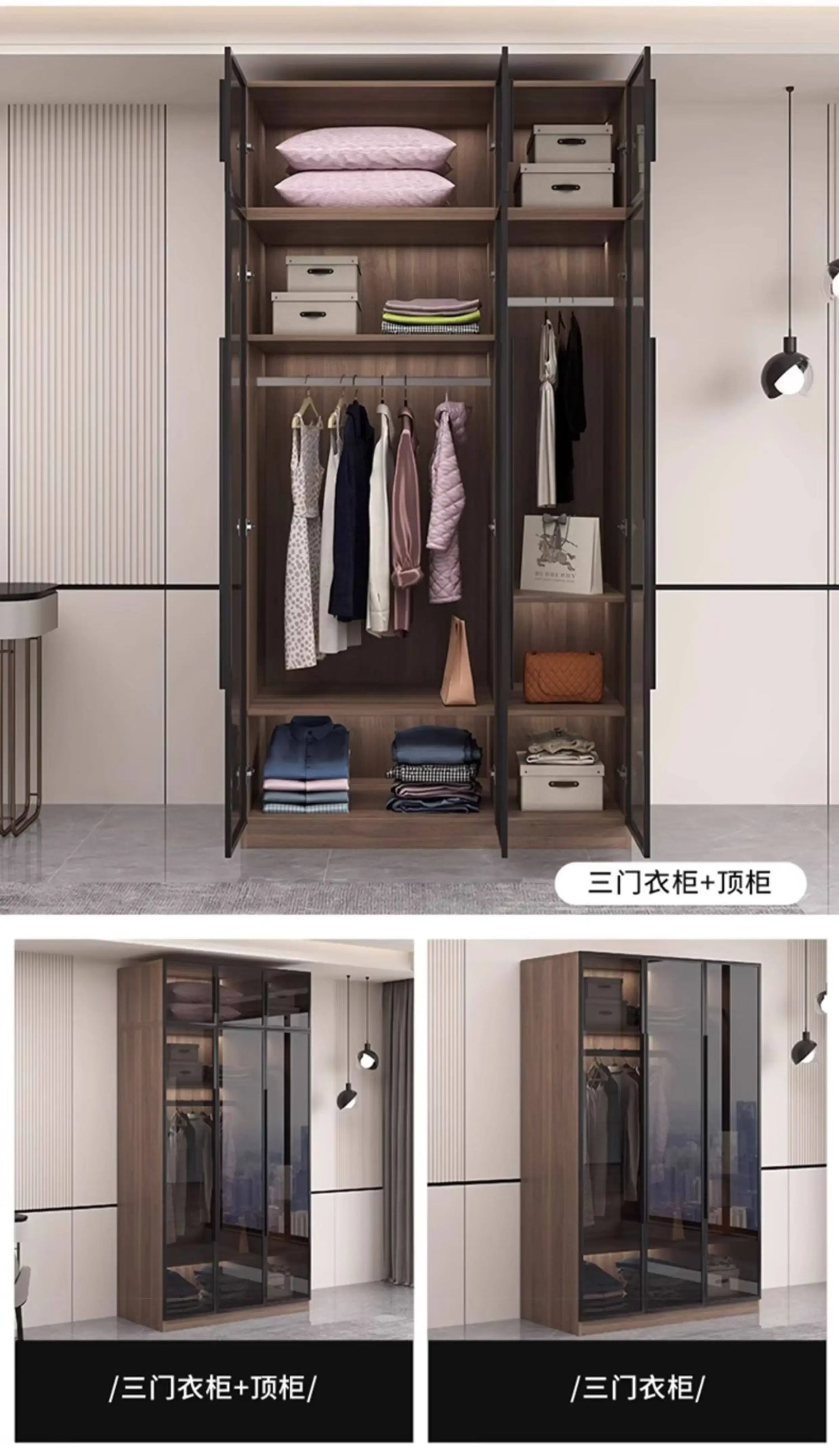 Glass light luxury corner cloakroom wardrobe Double clothes closet cabinets and wardrobes Cabinet dressing clothe home furniture Jonine&