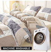Boho Patchwork Duvet Cover Set, Beige Grey Geometric Bedding Set, Farmhouse Soft Bed Cover with Pillowcases, Twin Full Queen King Breathable and Ultra-Soft, Suitable for All Seasons, Includes 1 Duvet Cover and 1-2 Pillowcases Jonine&
