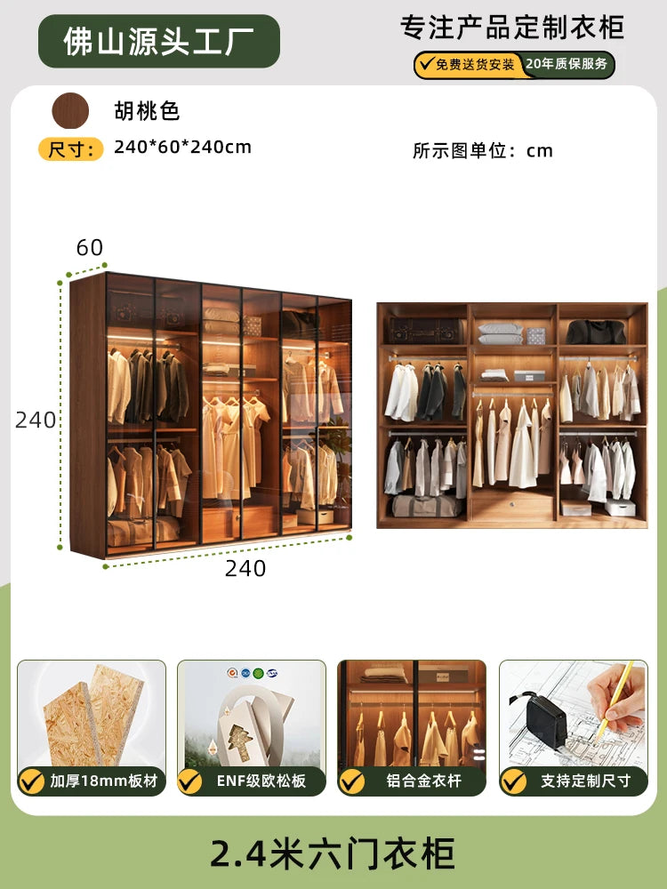 Modern Glass Wardrobe — L-Shaped Corner Closet with Luxury Storage