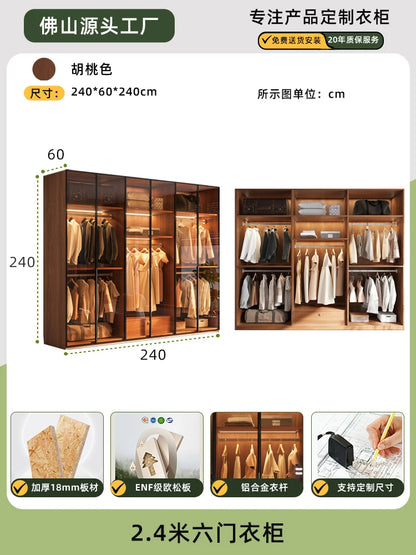 Modern Glass Wardrobe — L-Shaped Corner Closet with Luxury Storage