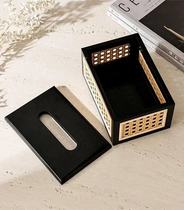 Rattan & Wood Tissue Box