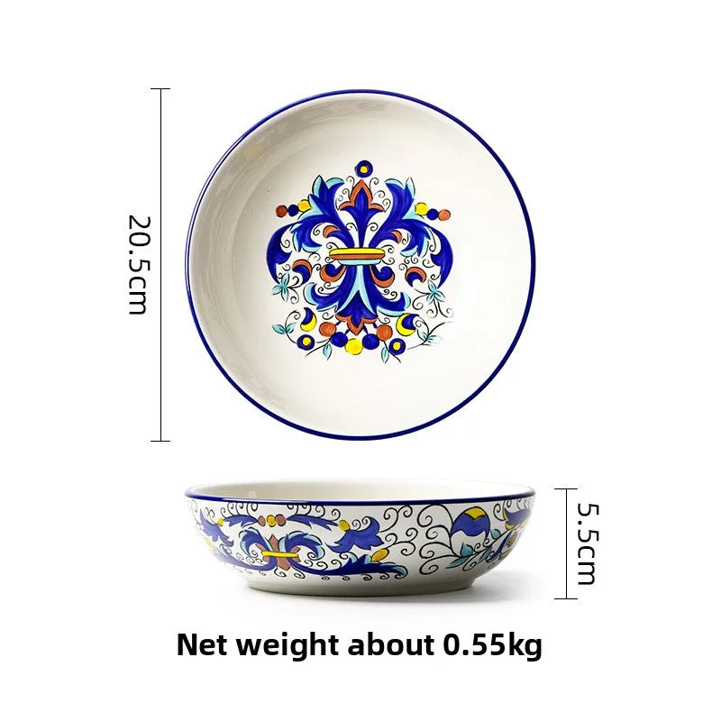 Hand-Painted Ceramic Steak Plate — Irregular Western Dinnerware