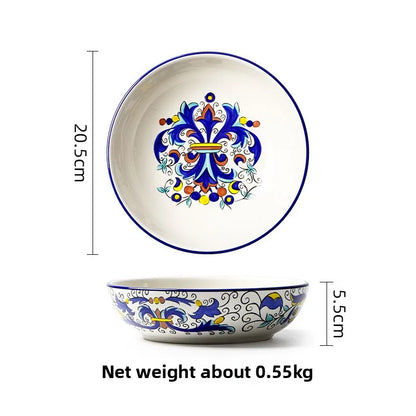 Hand-Painted Ceramic Steak Plate — Irregular Western Dinnerware