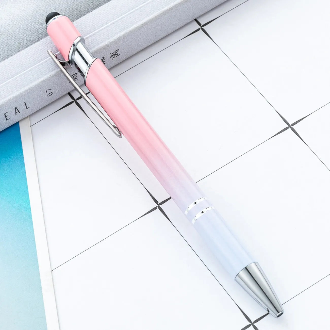 20-200Pcs Gradient Metal Ballpoint Pens with Stylus Tip Free Custom Logo Ballpens for Corporate Gifts & Wedding Favors