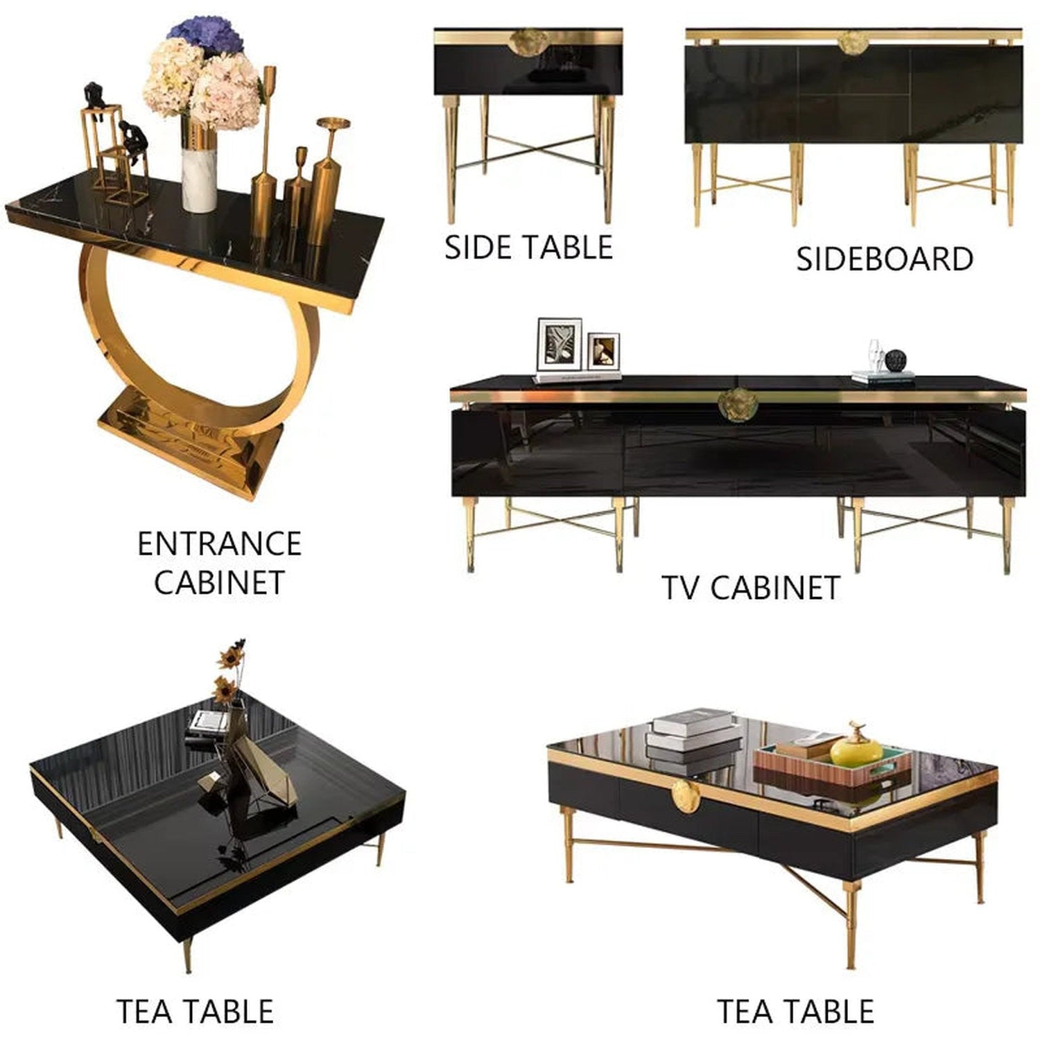 Modern Glass &amp; Steel Sideboard Cabinet