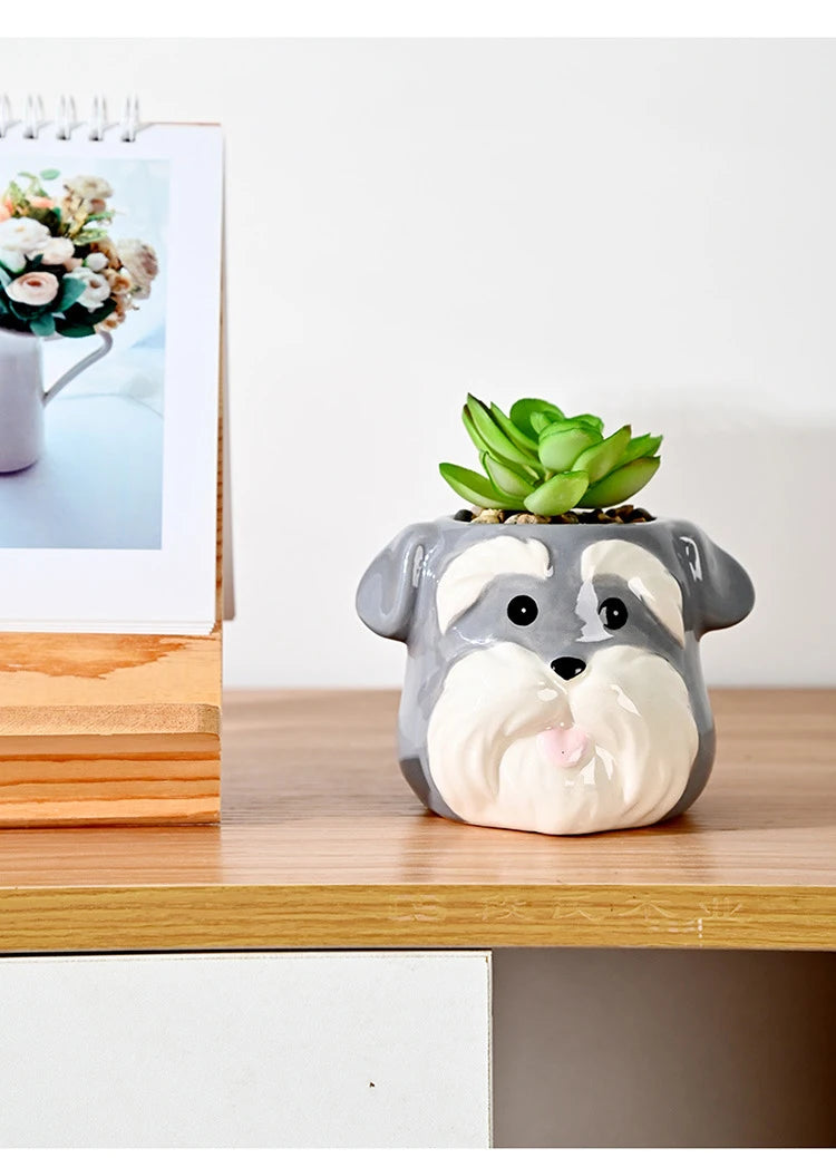 The Little Character — Ceramic Animal Succulent &amp; Plant Pot for Desk or Shelf