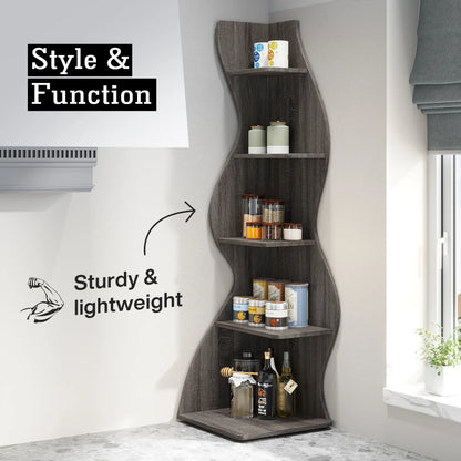 The Corner That Finally Does Something — Tribesigns 5-Tier Wall Corner Bookshelf & Plant Stand