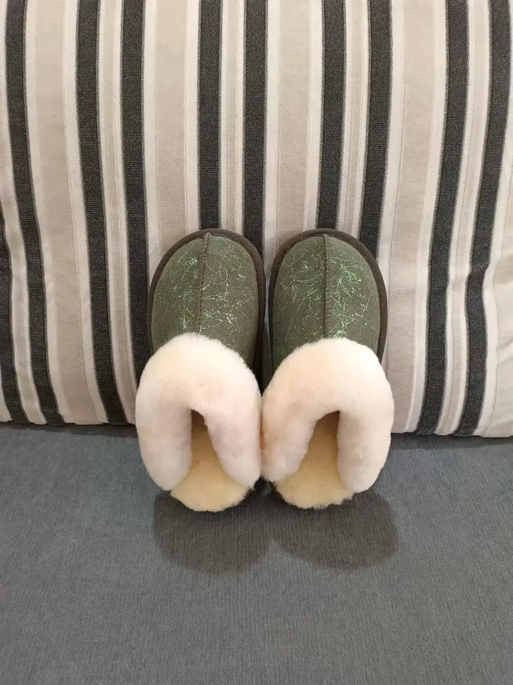 Natural shearing fur slippers Australian sheepskin and fur integrated slippers for men and women&