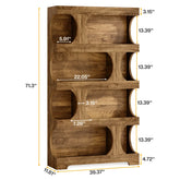 Tribesigns 71" Tall Bookcase, 4-Tier S-Shaped Bookshelf, Wood Decorative Storage Shelving, Modern Freestanding Display Shelves