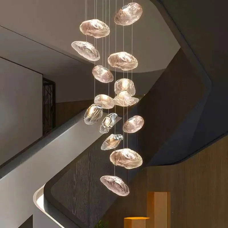 Modern Luxury LED Staircase Chandelier — Dimmable Multi-Head Pendant Light