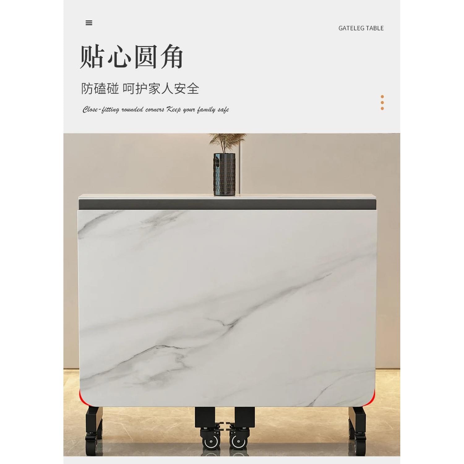 Extendable Dark Luxury Dining Table — Space-Saving with Casters