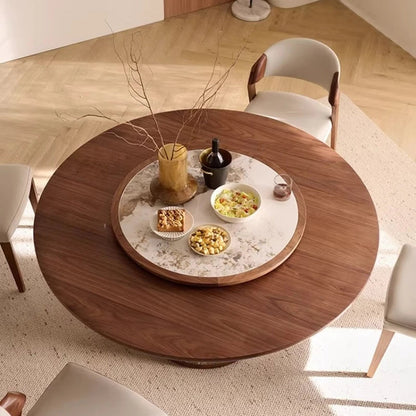 Mid-Century Round Dining Table — Solid Wood, Seats 4