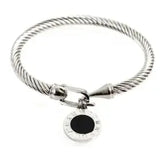 Fashion Simple Stainless Steel 3 Crystal Bracelet Bangle