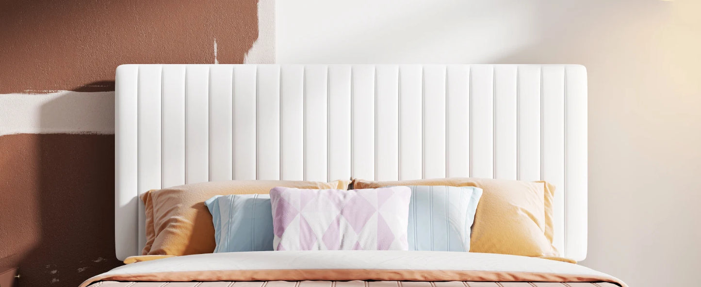 HOOMIC Upholstered Platform Bed Frame with Vertical Channel Tufted Velvet Fabric Adjustable Headboard Allewie