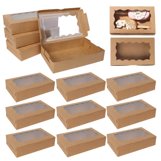 Kraft Paper Gift Boxes with Window — Set of 5, 10, or 20