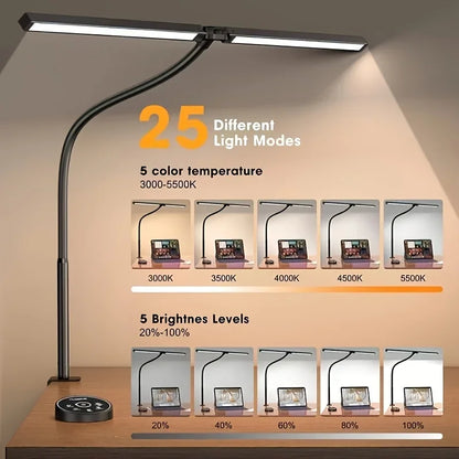 Light That Works as Hard as You Do — 24W Eye-Care LED Desk Lamp with 5-Color Dimmer