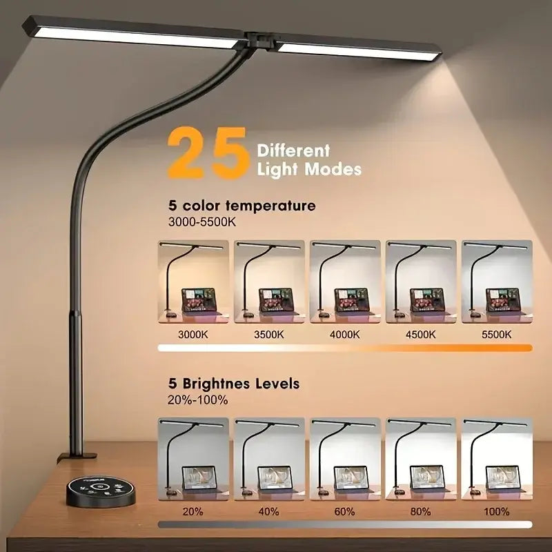 Light That Works as Hard as You Do — 24W Eye-Care LED Desk Lamp with 5-Color Dimmer