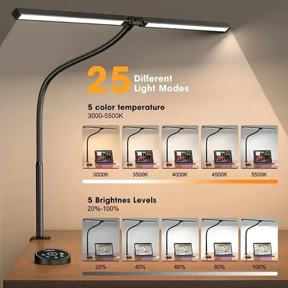 Light That Works as Hard as You Do — 24W Eye-Care LED Desk Lamp with 5-Color Dimmer