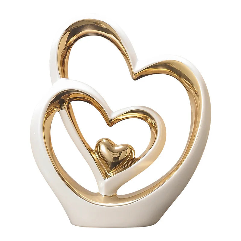 Heart-Shaped Ceramic & Enamel Luxury Home Accent Décor
