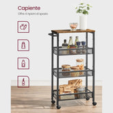 VASAGLE 4-Tier Rolling Storage Trolley — Space-Saving Cart with Wheels Jonine’s Corner