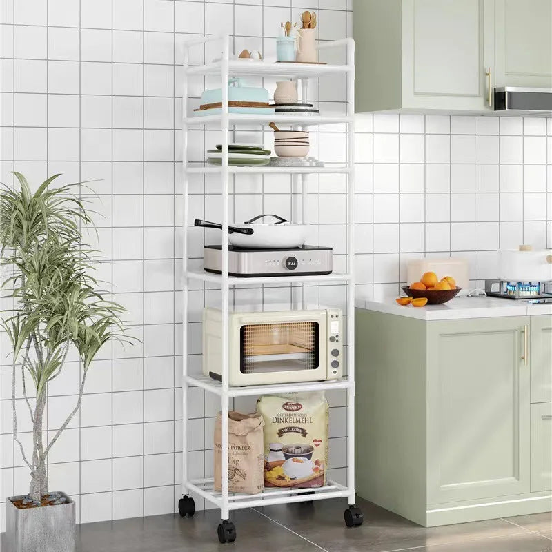 Kitchen storage cart for shelves - multi-level floor-standing household storage unit - bathroom shelf - microwave oven shelf