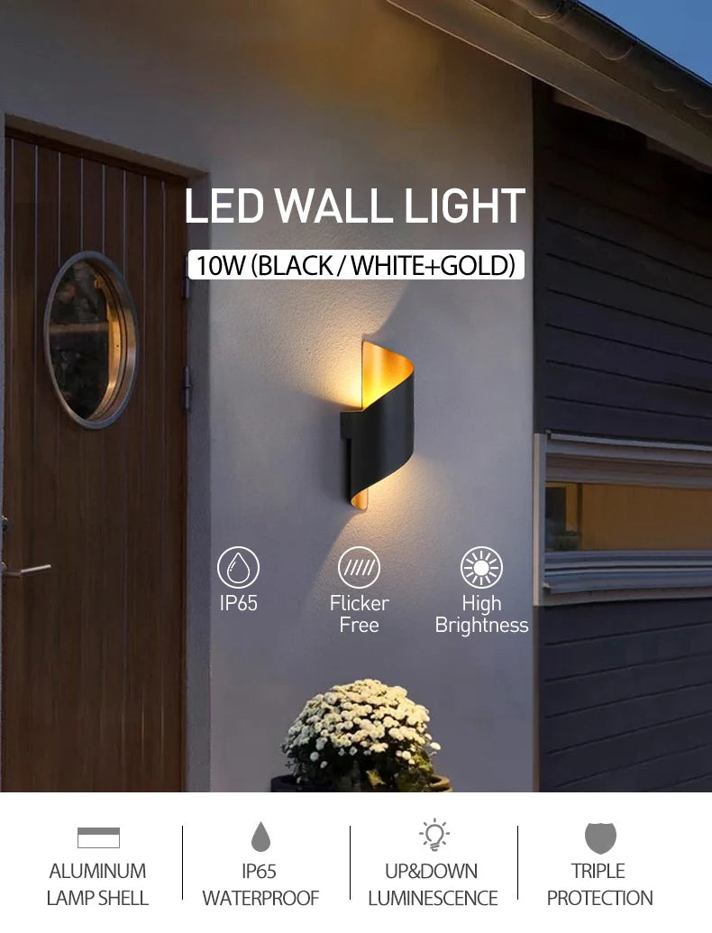 Spiral LED Wall Light — Nordic Modern Indoor &amp; Outdoor Sconce