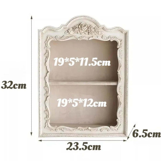 Nordic carved resin display stand with two layers showcasing small plants and candles on a desk