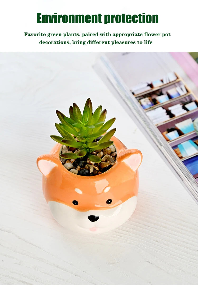 The Little Character — Ceramic Animal Succulent &amp; Plant Pot for Desk or Shelf