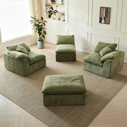 The Cloud Sofa — 109" Oversized L-Shaped Chenille Sectional with Ottoman