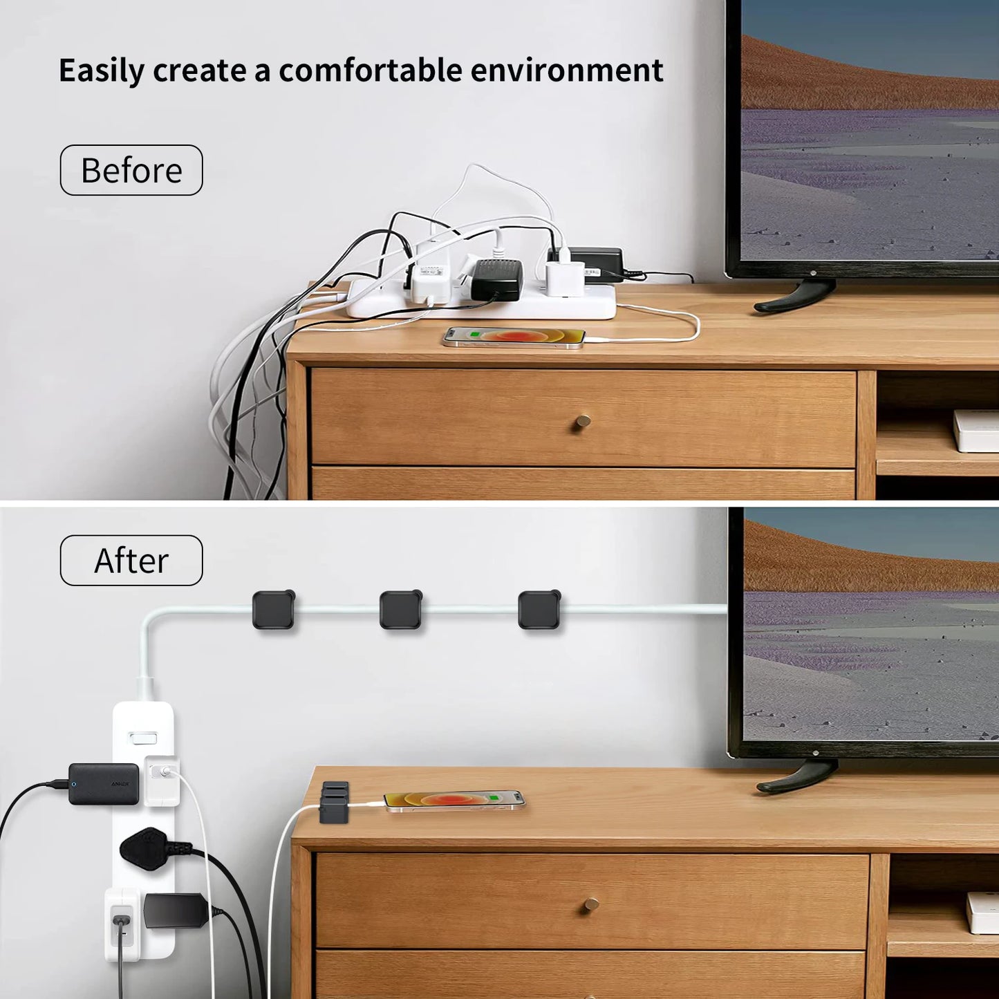 No More Cord Chaos — Adjustable Soft Cable Management Clips for Desk (12 Units)