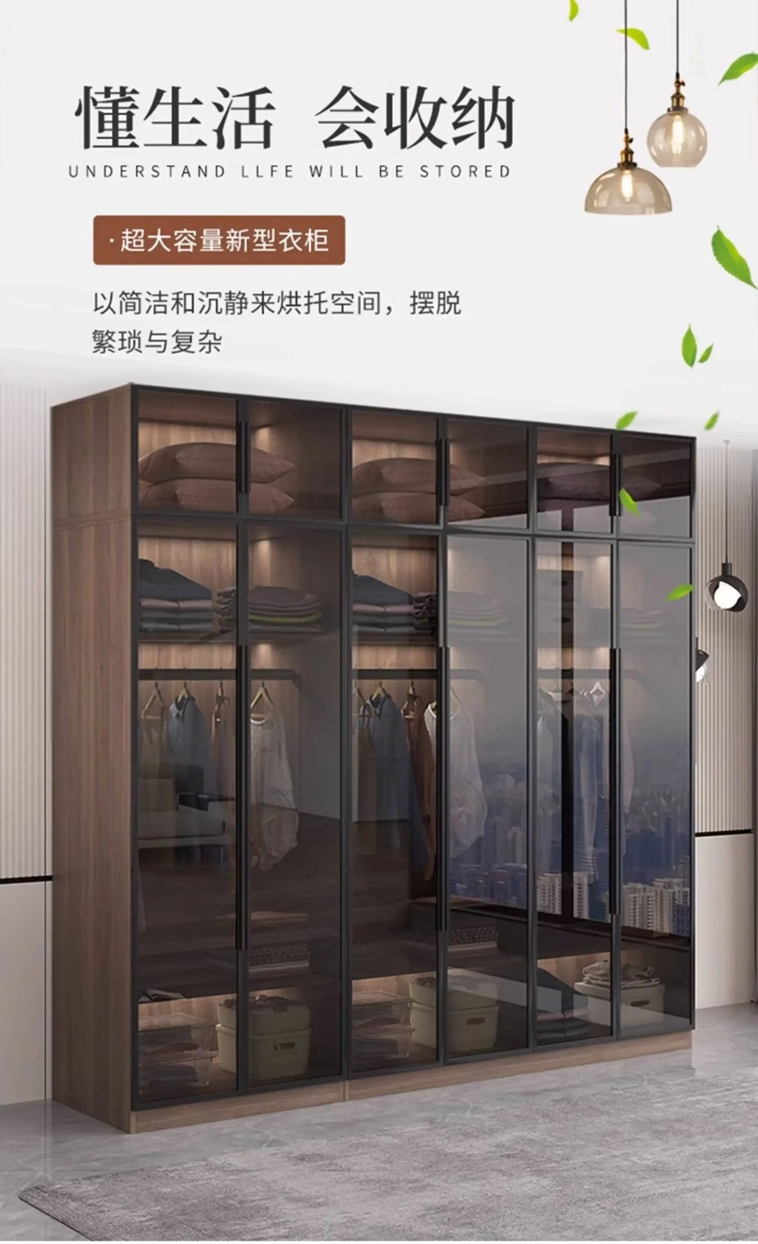 Glass light luxury corner cloakroom wardrobe Double clothes closet cabinets and wardrobes Cabinet dressing clothe home furniture Jonine&