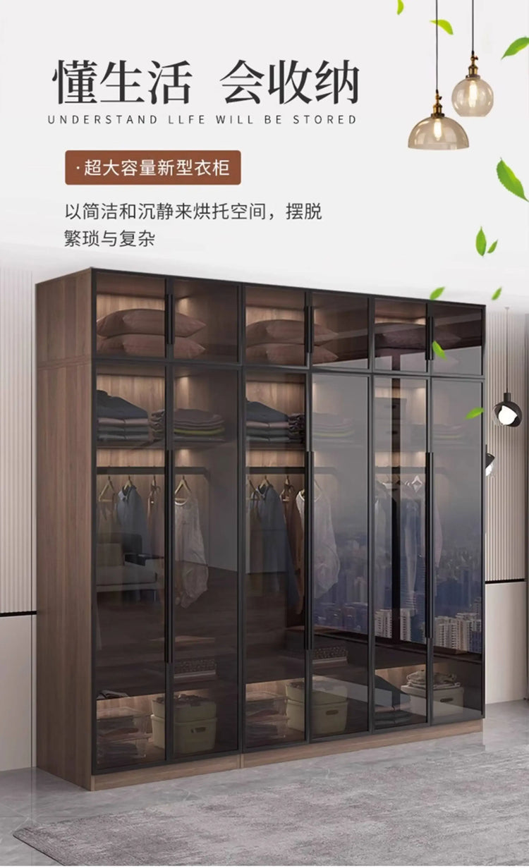 Glass light luxury corner cloakroom wardrobe Double clothes closet cabinets and wardrobes Cabinet dressing clothe home furniture Jonine&