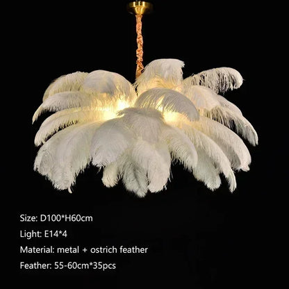 Soft Power — Nordic Ostrich Feather Chandelier for Bedroom & Living Room