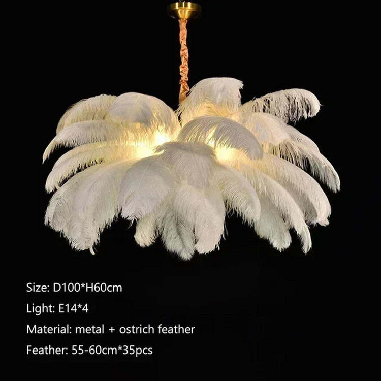 Soft Power — Nordic Ostrich Feather Chandelier for Bedroom & Living Room