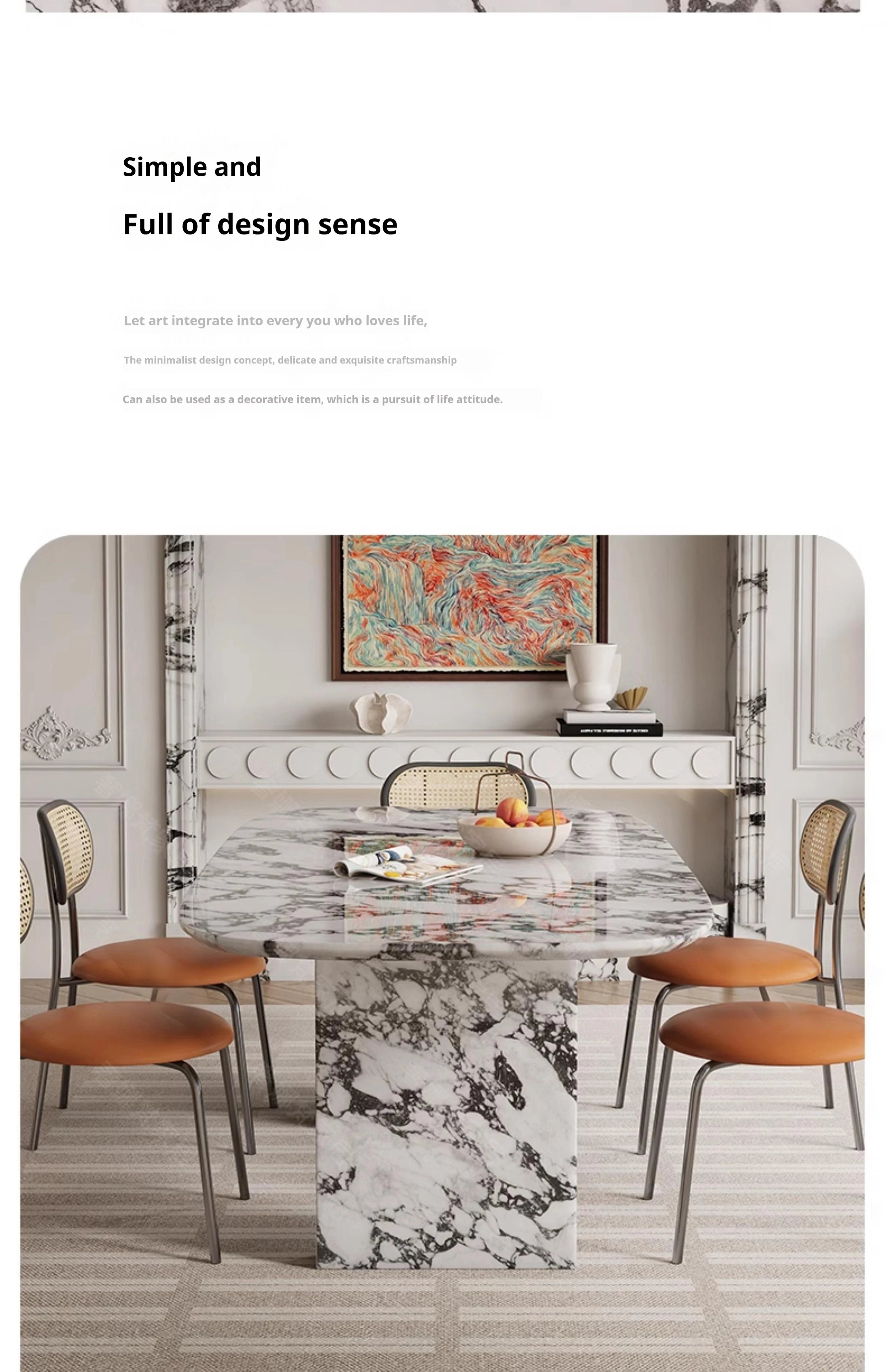 Any Size Custom Luxury French Rectangle Marble Dining Table Cream Aesthetic Designer Villa Home Natural Stone Dining Table Sturd Jonine’s Corner