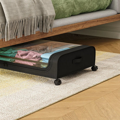 Under-Bed Rolling Storage Organizer with Wheels — Dust-Proof Drawer