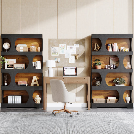 Curves That Work — Tribesigns 71" Tall S-Shaped Bookcase & Display Shelving